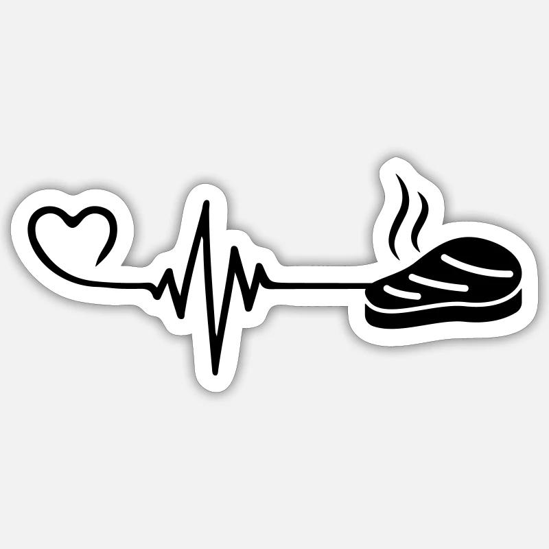 Steak heartbeat pulse Sticker size S (10 x 10 cm)