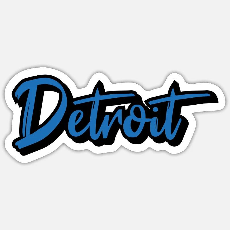 Detroit Script Blau - Sticker Größe S (10 x 10 cm) - Mattweiß