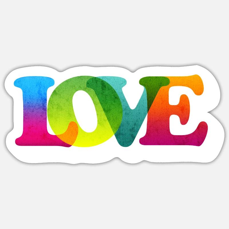 LOVE STATEMENT BUNT GROOVY - Sticker Größe S (10 x 10 cm) - Mattweiß