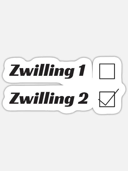 Zwilling 1 Zwilling 2 - Sticker Größe S (10 x 10 cm) - Mattweiß