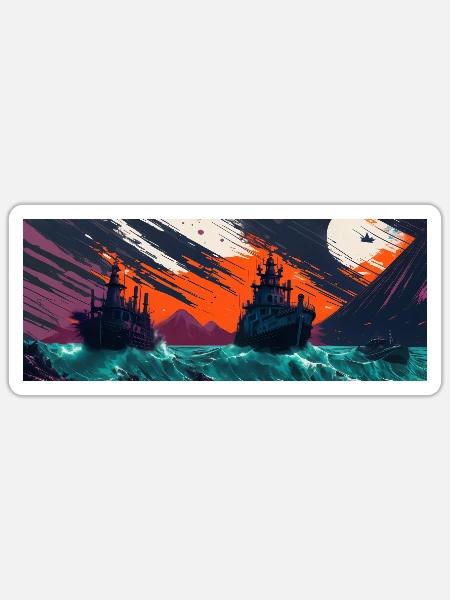 Shipy Ocean - Sticker Größe S (10 x 10 cm) - Mattweiß