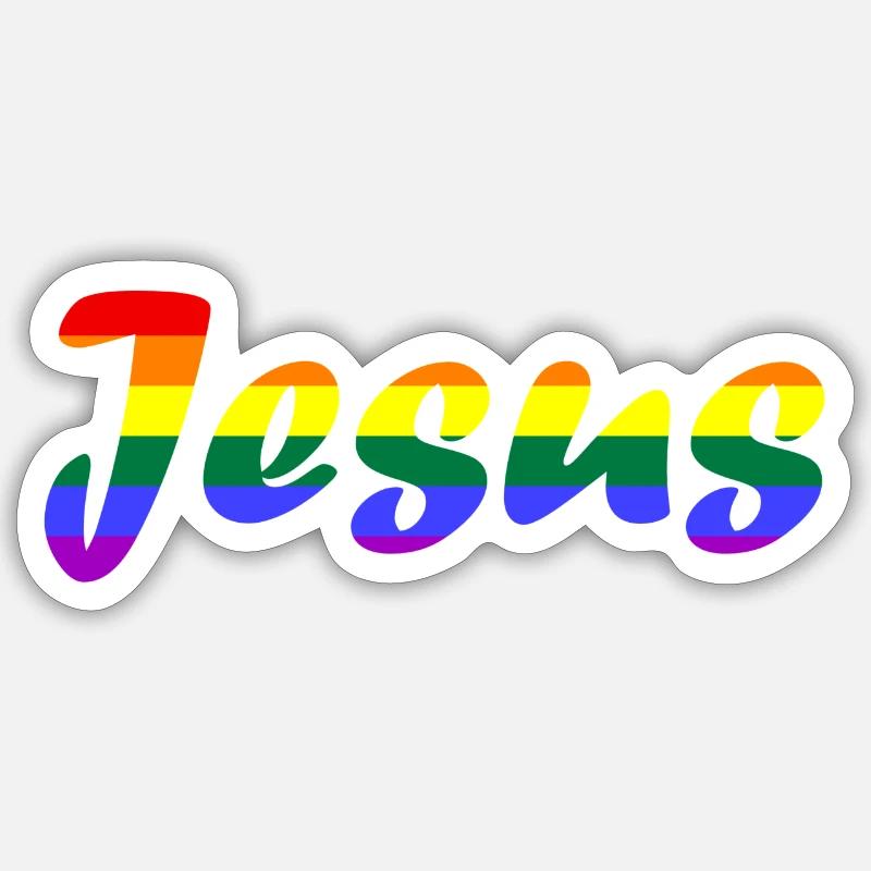 Jésus Arc-en-ciel - Sticker taille S (10 x 10 cm) - blanc mat