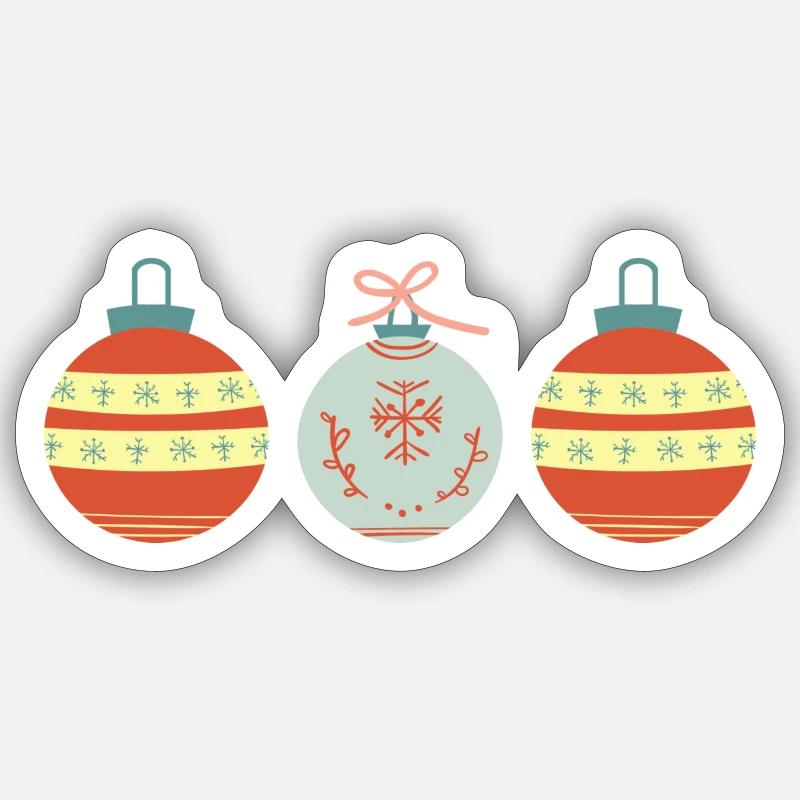 Boules d’arbre de Noël - Sticker taille S (10 x 10 cm) - blanc mat