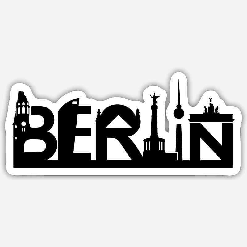 Berlin skyline with sights - Sticker size S (10 x 10 cm) - white matte