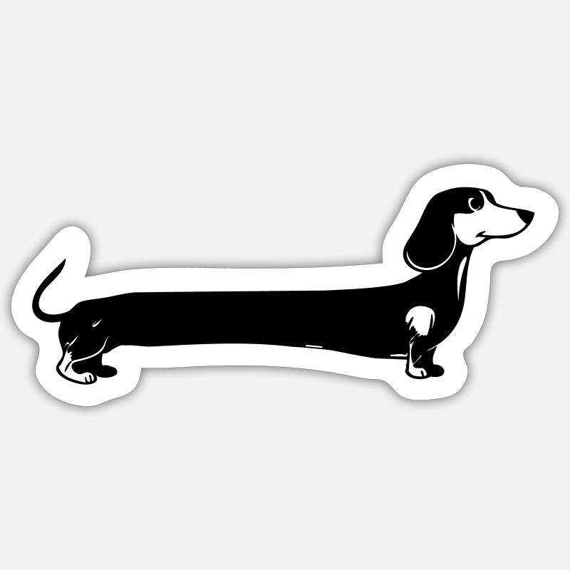 Long Chien Blaireau - Sticker taille S (10 x 10 cm) - blanc mat