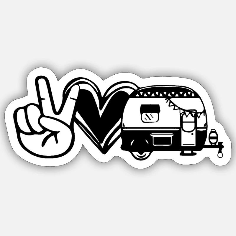 Camping - Sticker taille S (10 x 10 cm) - blanc mat