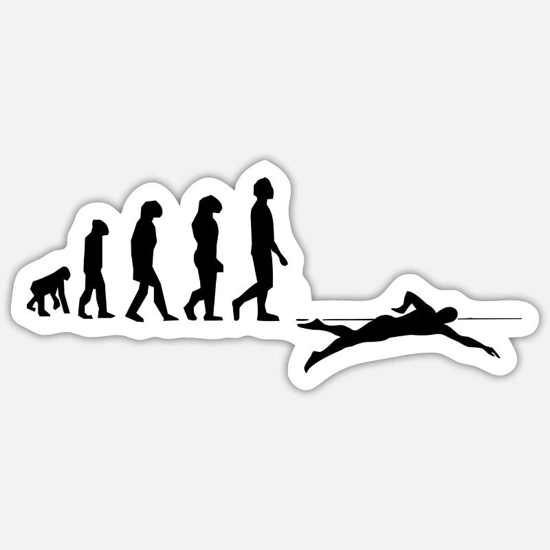 Evolution des Schwimmens Sticker Größe S (10 x 10 cm)
