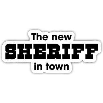 le nouveau shérif en ville - Sticker taille S (10 x 10 cm) - blanc mat - Devant