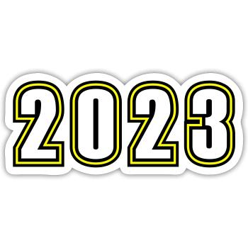 2023 year - Sticker size S (10 x 10 cm) - white matte - Front