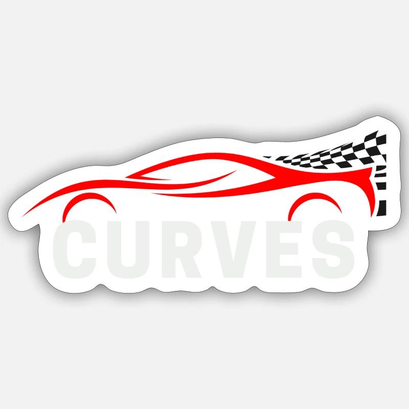 Courbes de voiture - Sticker taille S (10 x 10 cm) - blanc mat
