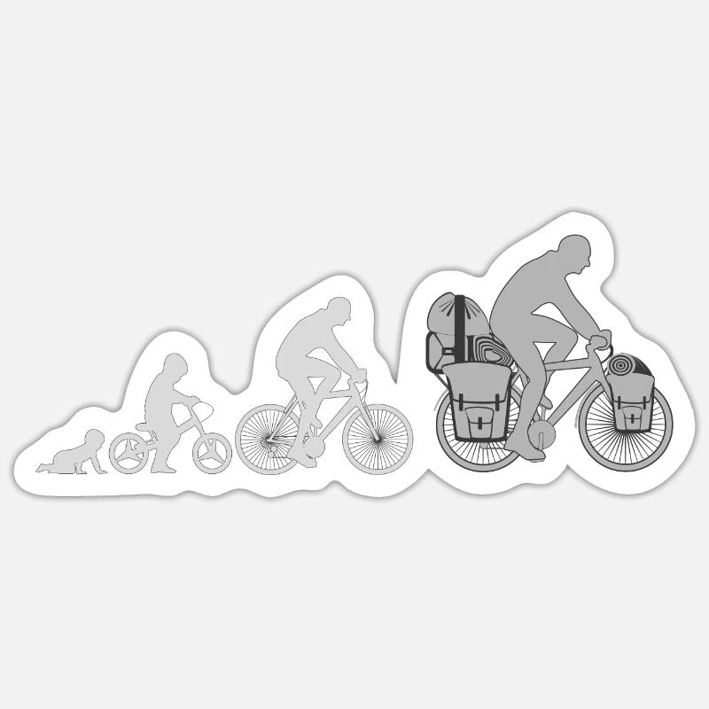 Evolution Radfahrer, Radreisender Sticker Größe S (10 x 10 cm)