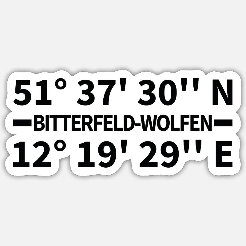 Coordonnées de Bitterfeld-Wolfen - Sticker taille S (10 x 10 cm) - blanc mat