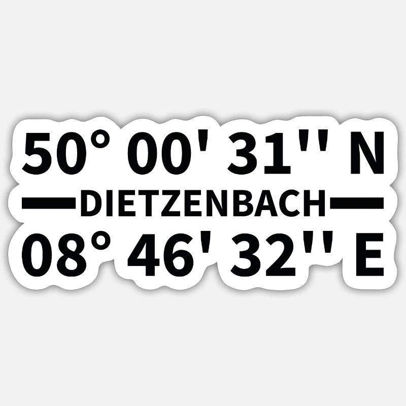 Coordonnées de Dietzenbach - Sticker taille S (10 x 10 cm) - blanc mat