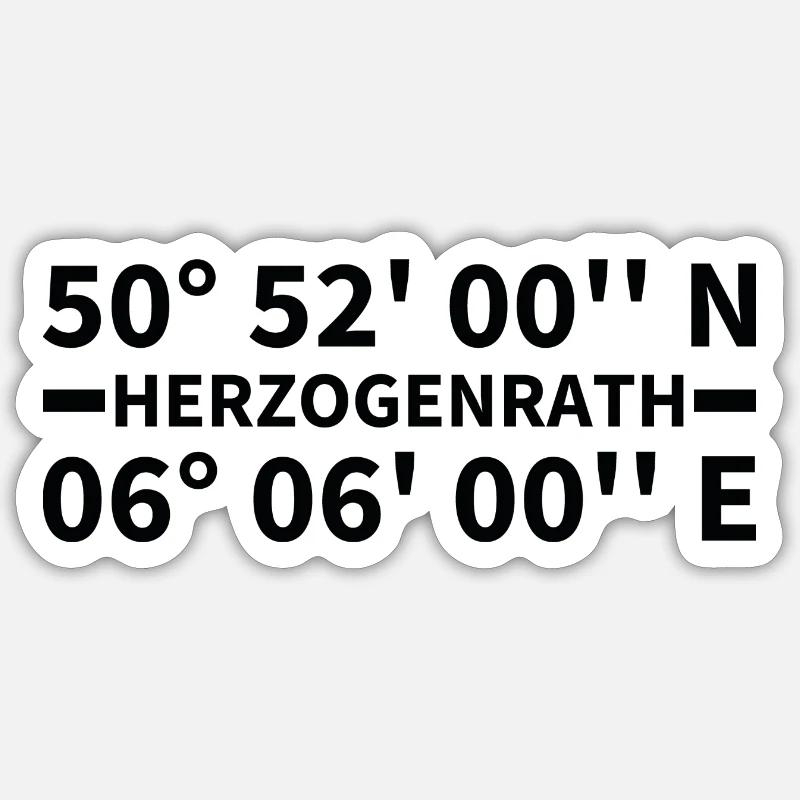 Coordonnées Herzogenrath - Sticker taille S (10 x 10 cm) - blanc mat