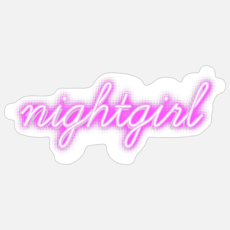 Fille de nuit - Sticker taille S (10 x 10 cm) - blanc mat