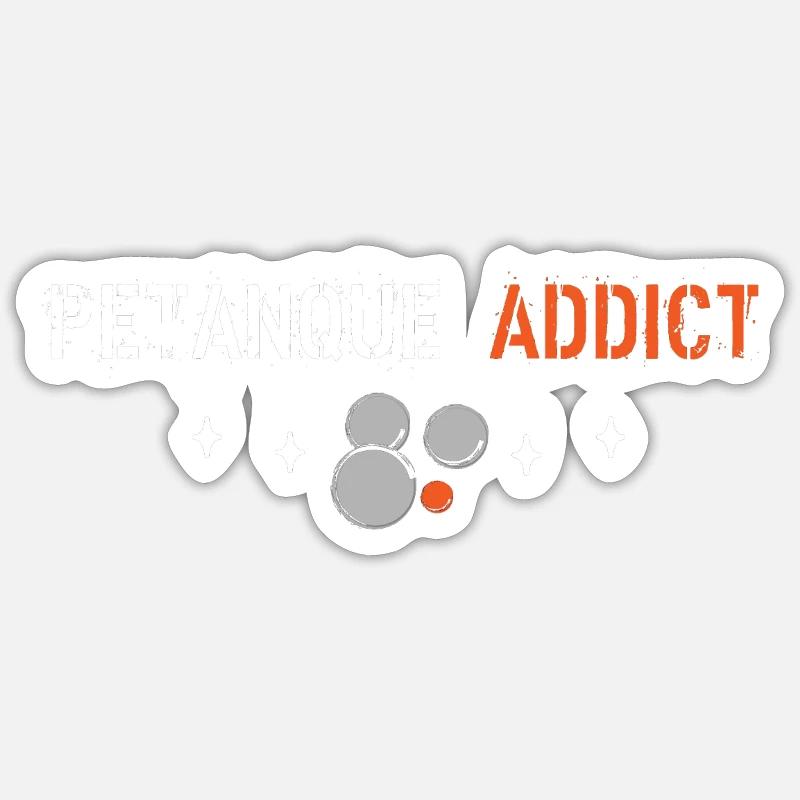 Pétanque addict - Sticker taille S (10 x 10 cm) - blanc mat
