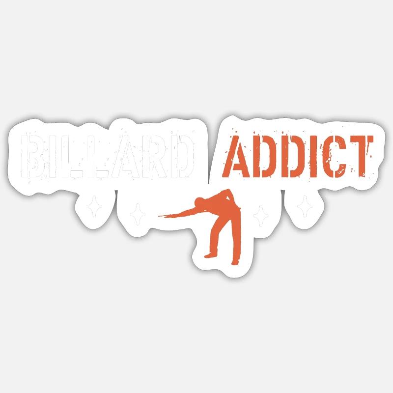 Billard addict - Sticker taille S (10 x 10 cm) - blanc mat