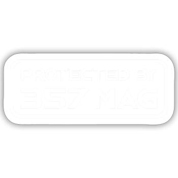 GESCHÜTZT DURCH 357 Mag - Heimverteidigung - Sticker Größe S (10 x 10 cm) - Mattweiß - Vorne