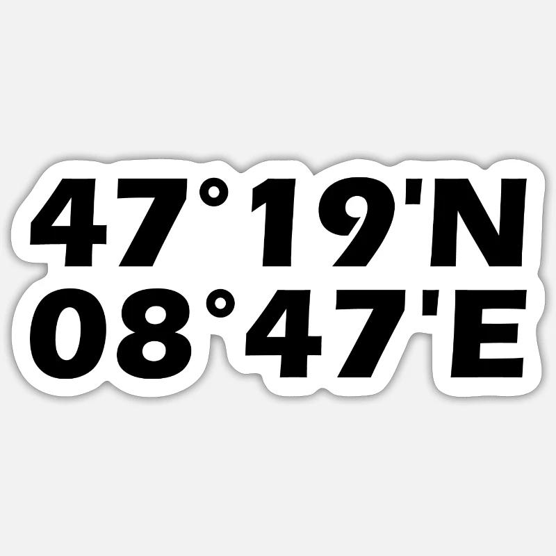 Coordonnées de Wetzikon - Sticker taille S (10 x 10 cm) - blanc mat
