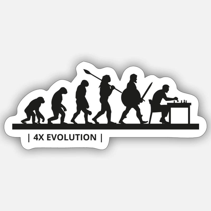 4X Evolution - Sticker Größe S (10 x 10 cm) - Mattweiß