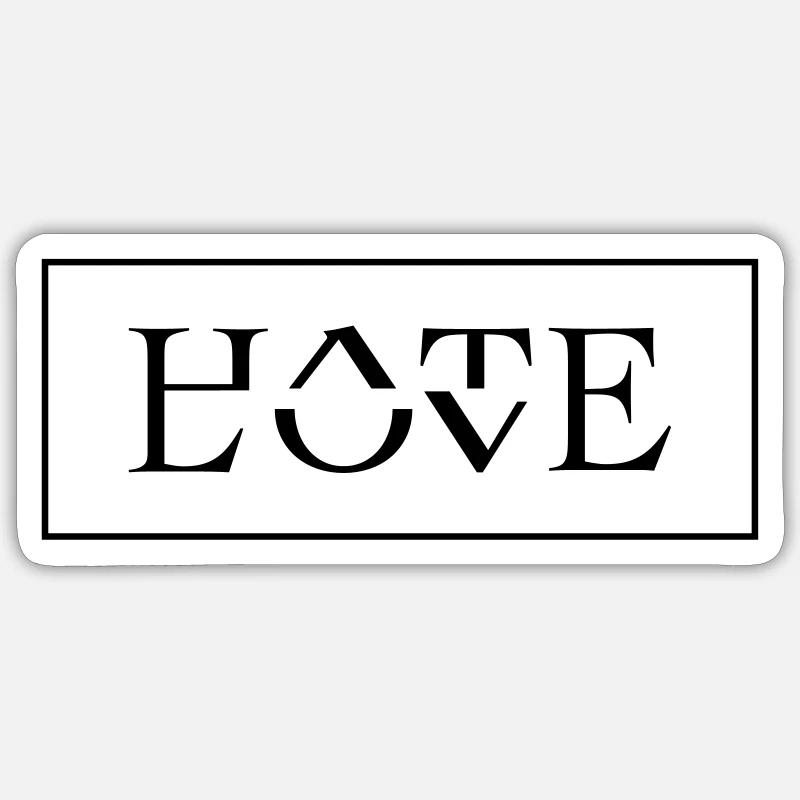 Love Hate Typographie Style Sticker taille S (10 x 10 cm)