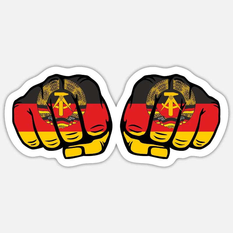 DDR Faust Held der Arbeit Abzeichen DDR Ostalgie - Sticker Größe S (10 x 10 cm) - Mattweiß