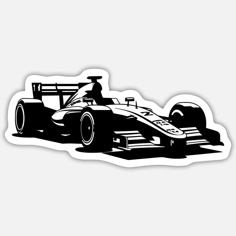 Voiture de course - Sticker taille S (10 x 10 cm) - blanc mat
