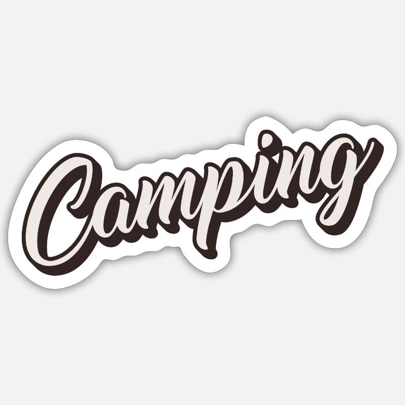 Camping retro - Sticker size S (10 x 10 cm) - white matte