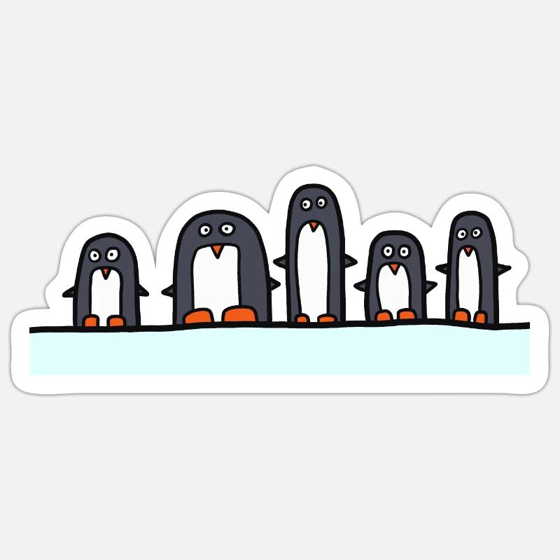 5 pingouins - Sticker taille S (10 x 10 cm) - blanc mat