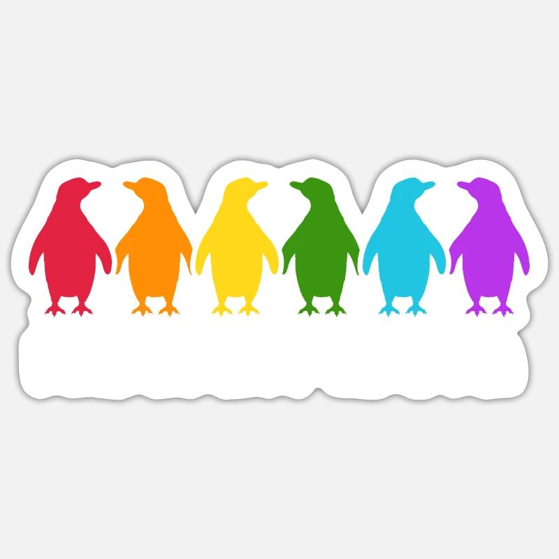 Eisbader Winterschwimmer Pinguin Eisloch Eisbad - Sticker Größe S (10 x 10 cm) - Mattweiß
