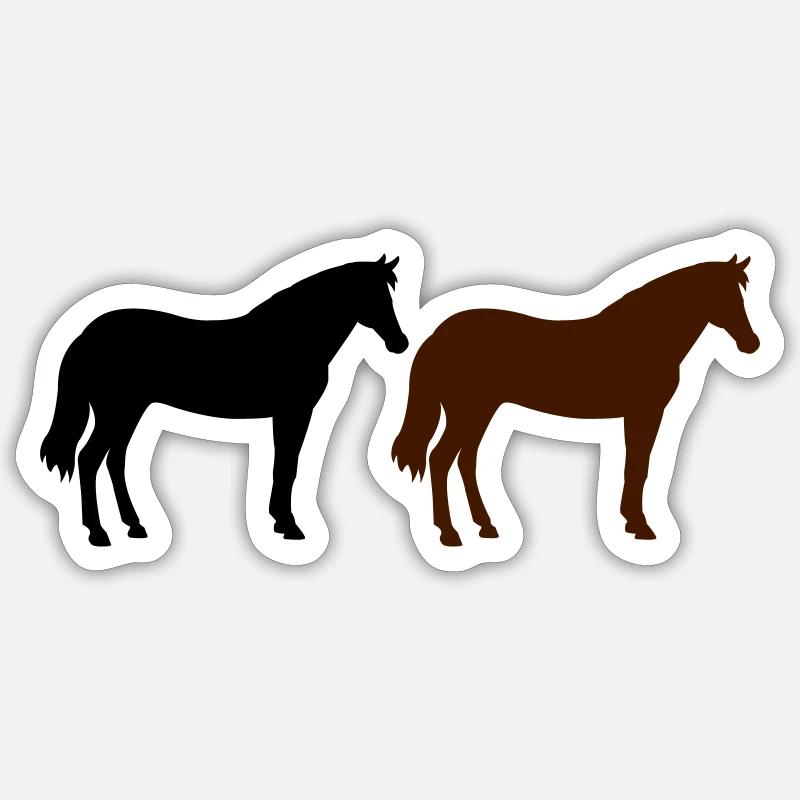 Chevaux - Sticker taille S (10 x 10 cm) - blanc mat