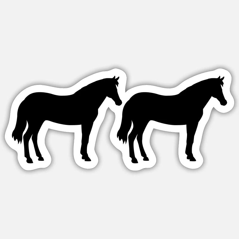 Chevaux - Sticker taille S (10 x 10 cm) - blanc mat