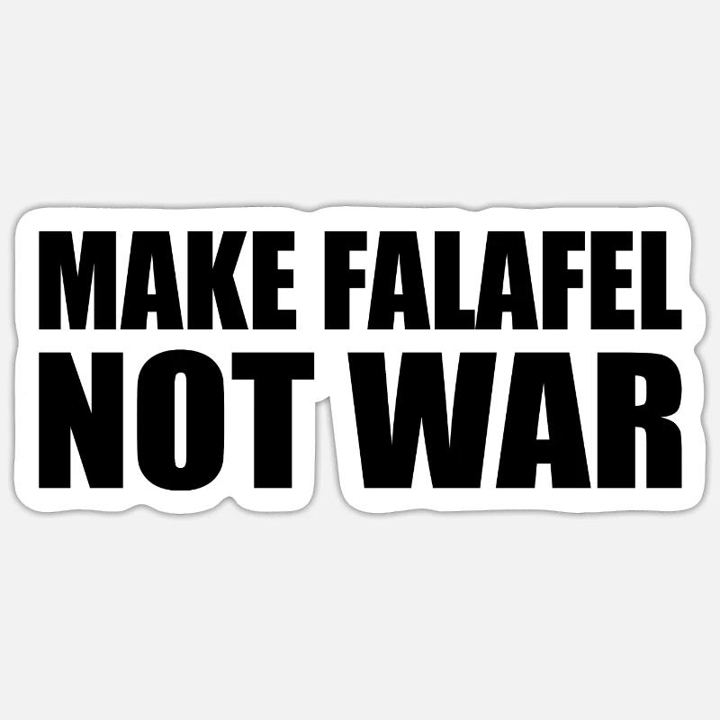 Make falafel not war - Sticker taille S (10 x 10 cm) - blanc mat