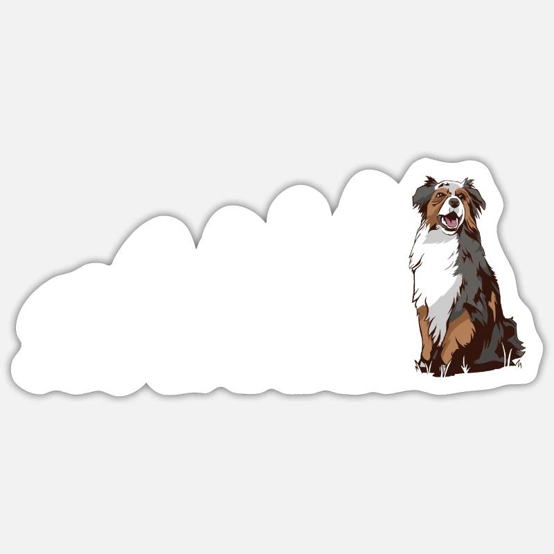 Évolution du chien Aussie - Sticker taille S (10 x 10 cm) - blanc mat