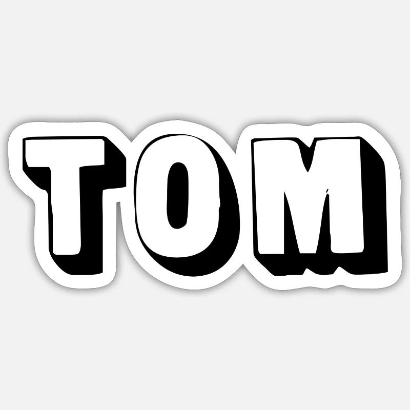 Nom - Tom - Sticker taille S (10 x 10 cm) - blanc mat