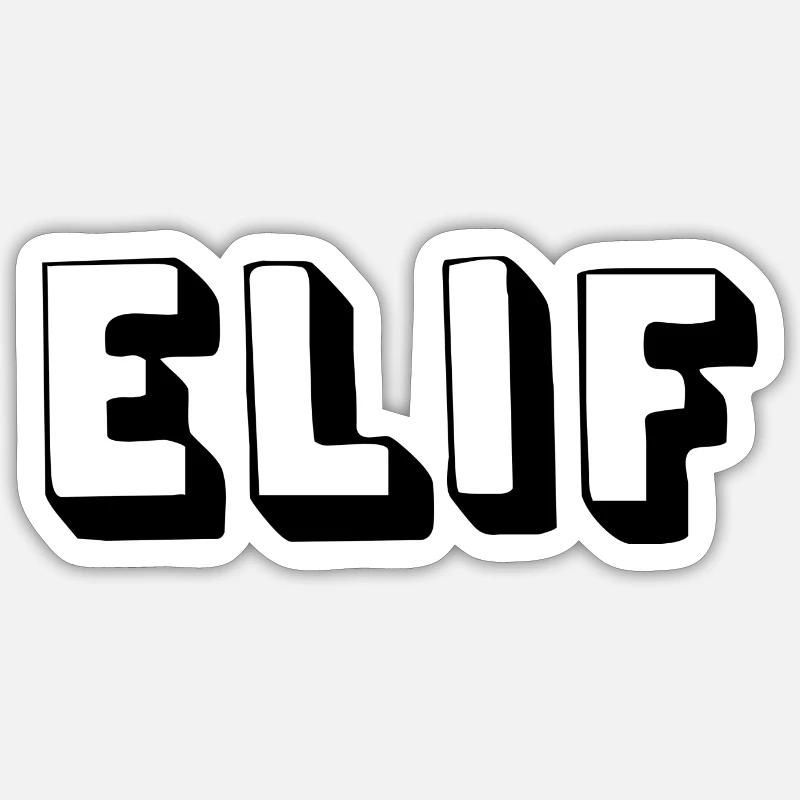 Name - Elif - Sticker Größe S (10 x 10 cm) - Mattweiß