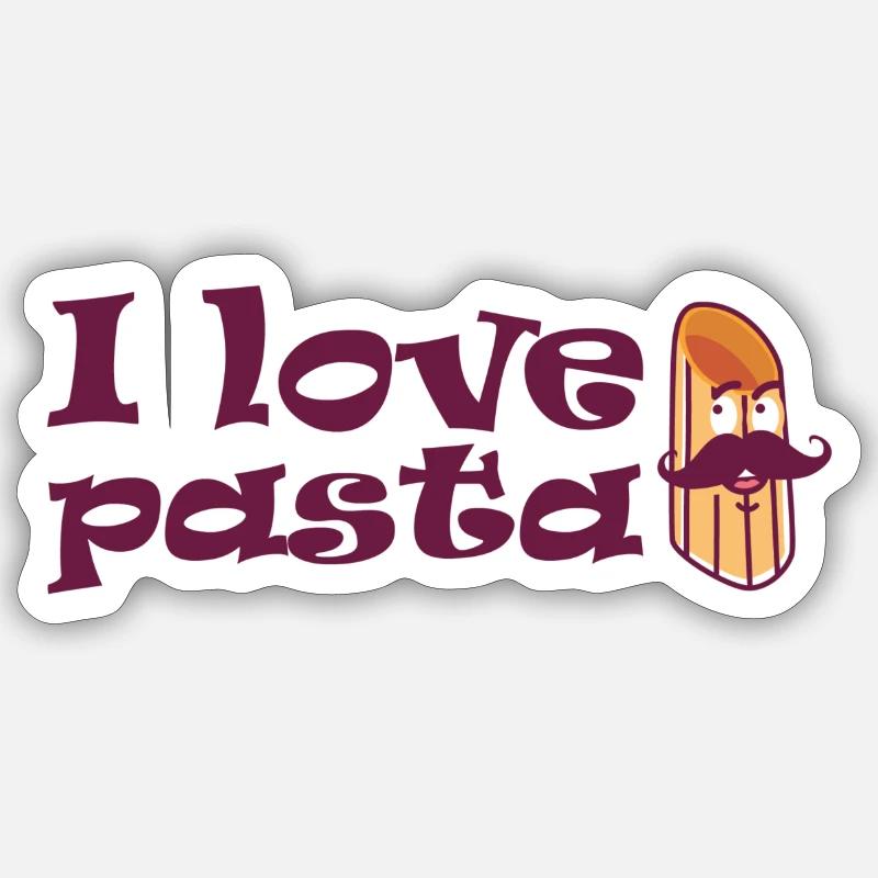 J’ADORE LES PÂTES - Sticker taille S (10 x 10 cm) - blanc mat