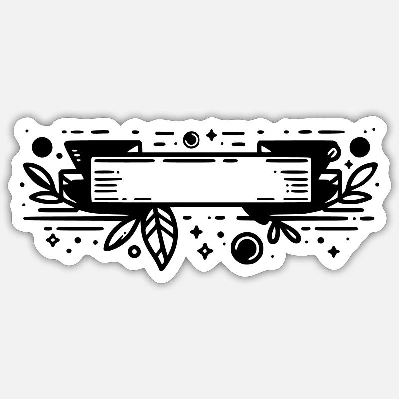 Bannière avec des feuilles - Sticker taille S (10 x 10 cm) - blanc mat