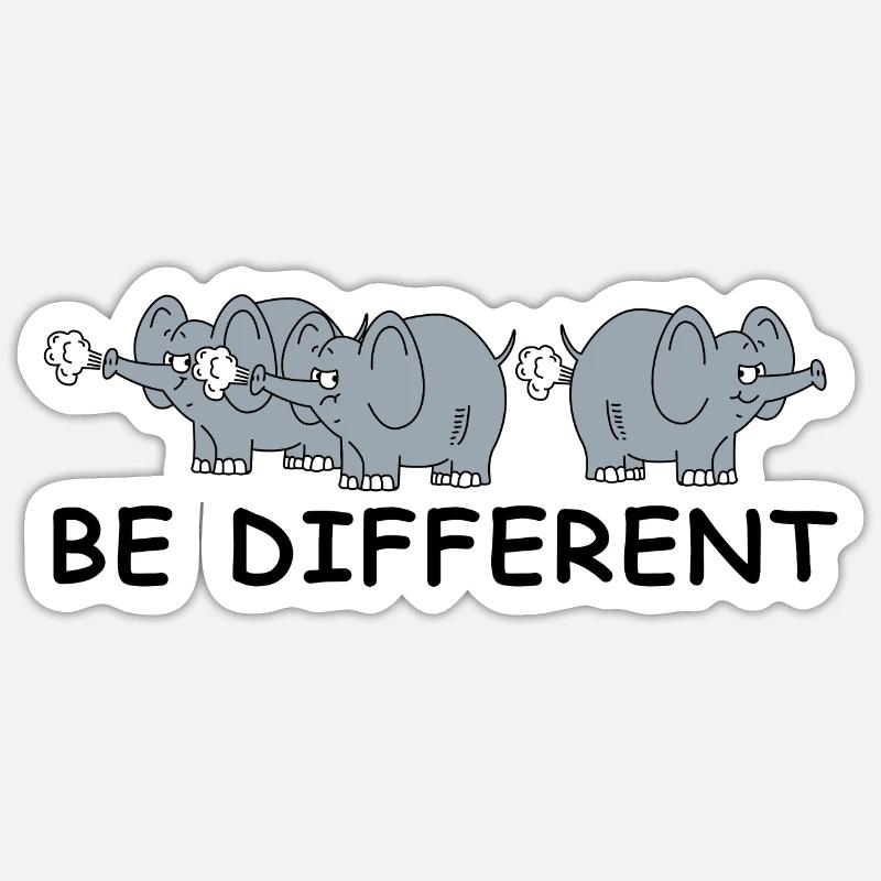 Sei anders | Elefant, lustige Bilder, Furz - Sticker Größe S (10 x 10 cm) - Mattweiß