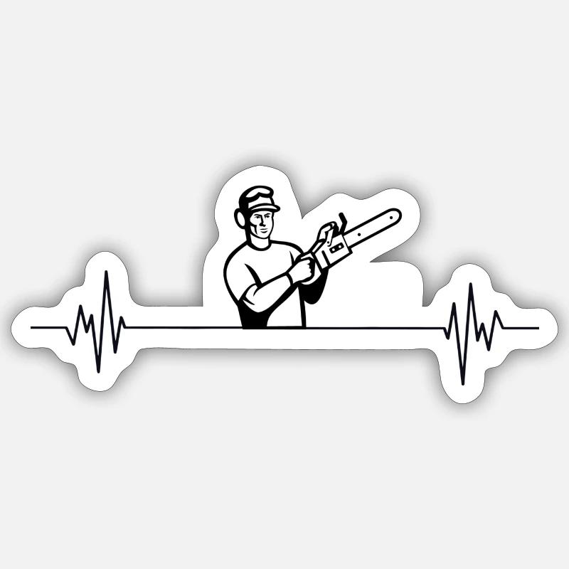 Tronçonneuse Heartbeat - Sticker taille S (10 x 10 cm) - blanc mat