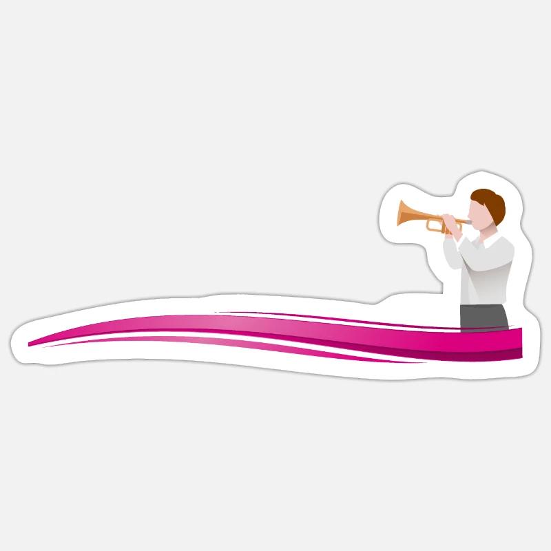 Musician TROMPETER on Wave - Text Template Sticker size S (10 x 10 cm)