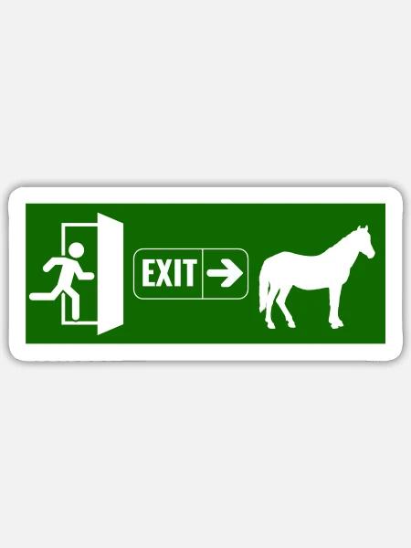 Exit raus zum pferd - Sticker Größe S (10 x 10 cm) - Mattweiß