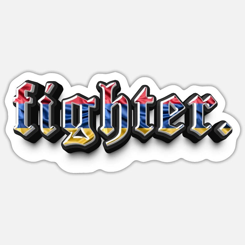 fighter. Armenien - Sticker Größe S (10 x 10 cm) - Mattweiß