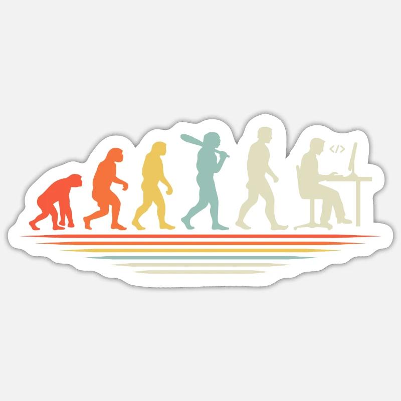 Coffee Coding Evolution Codeur Développeur Nerd Coffe Sticker taille S (10 x 10 cm)