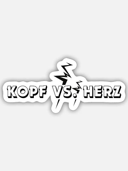 Kopf vs. Herz - Sticker Größe S (10 x 10 cm) - Mattweiß