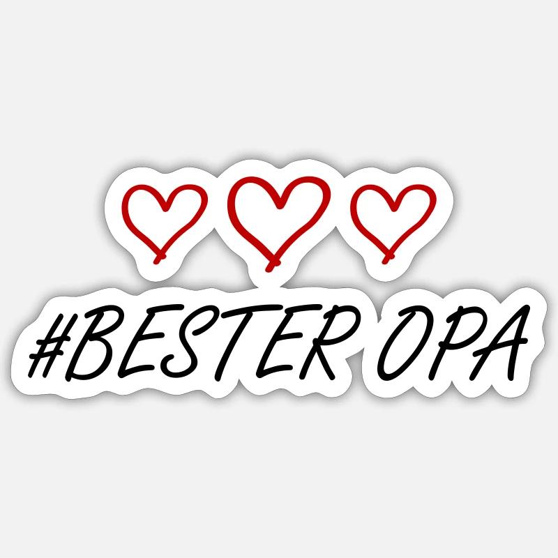Bester Opa Herz Liebe - Sticker Größe S (10 x 10 cm) - Mattweiß