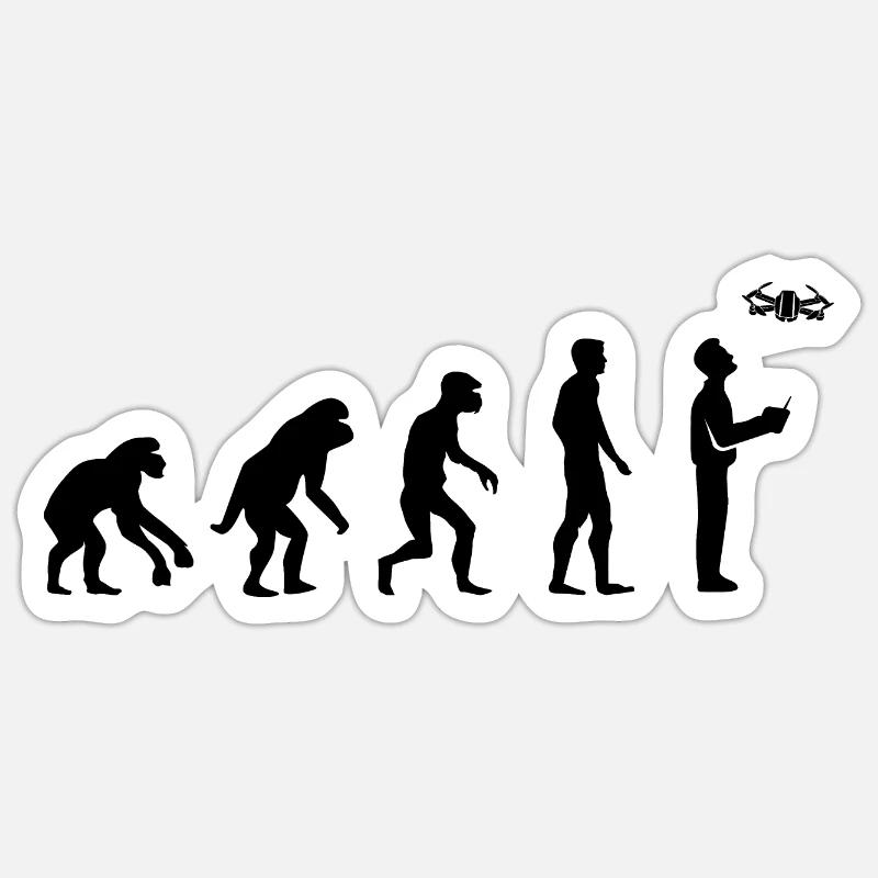 Drohnen Pilot Evolution Entwicklung lustig Design - Sticker Größe S (10 x 10 cm) - Mattweiß