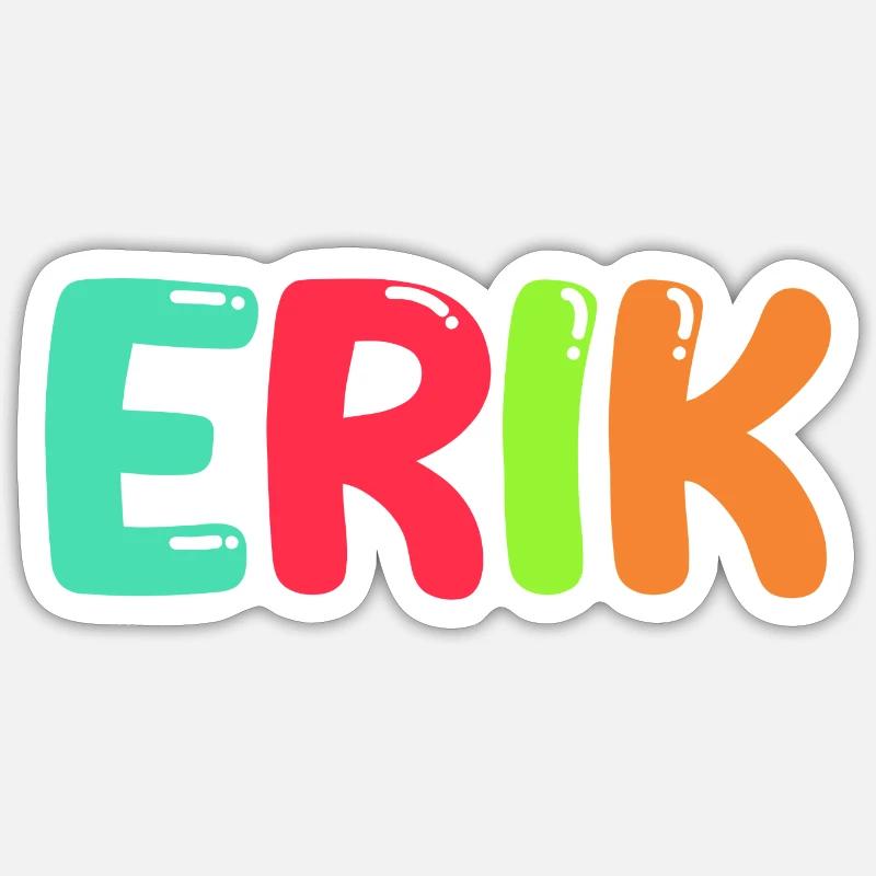 Nom - Erik - Sticker taille S (10 x 10 cm) - blanc mat