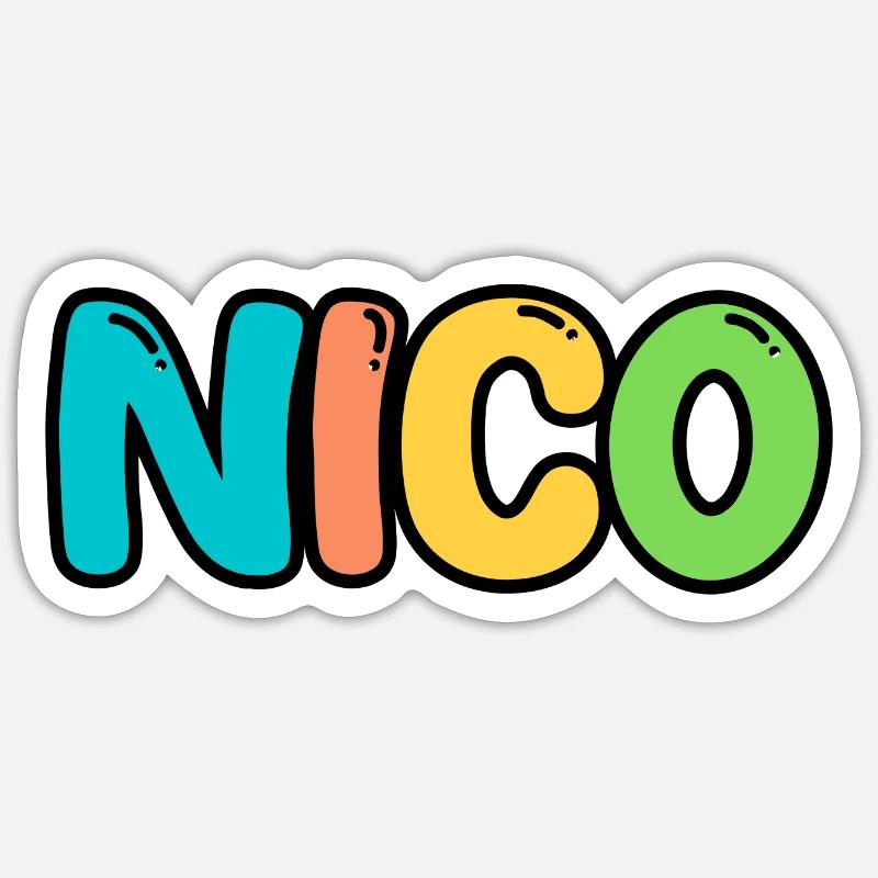 Nom - Nico - Sticker taille S (10 x 10 cm) - blanc mat