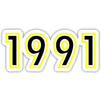 1991 Year Birthday - Sticker size S (10 x 10 cm) - white matte - Front